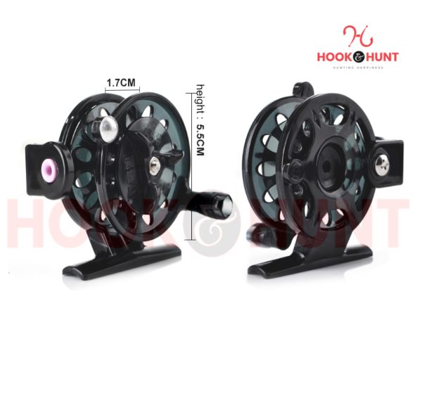 Portable Mini Fly Fishing Reel Carp Winter Ice Fishing - Black